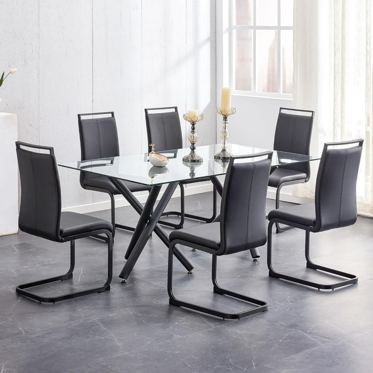 Black kitchen chairs set of online 6